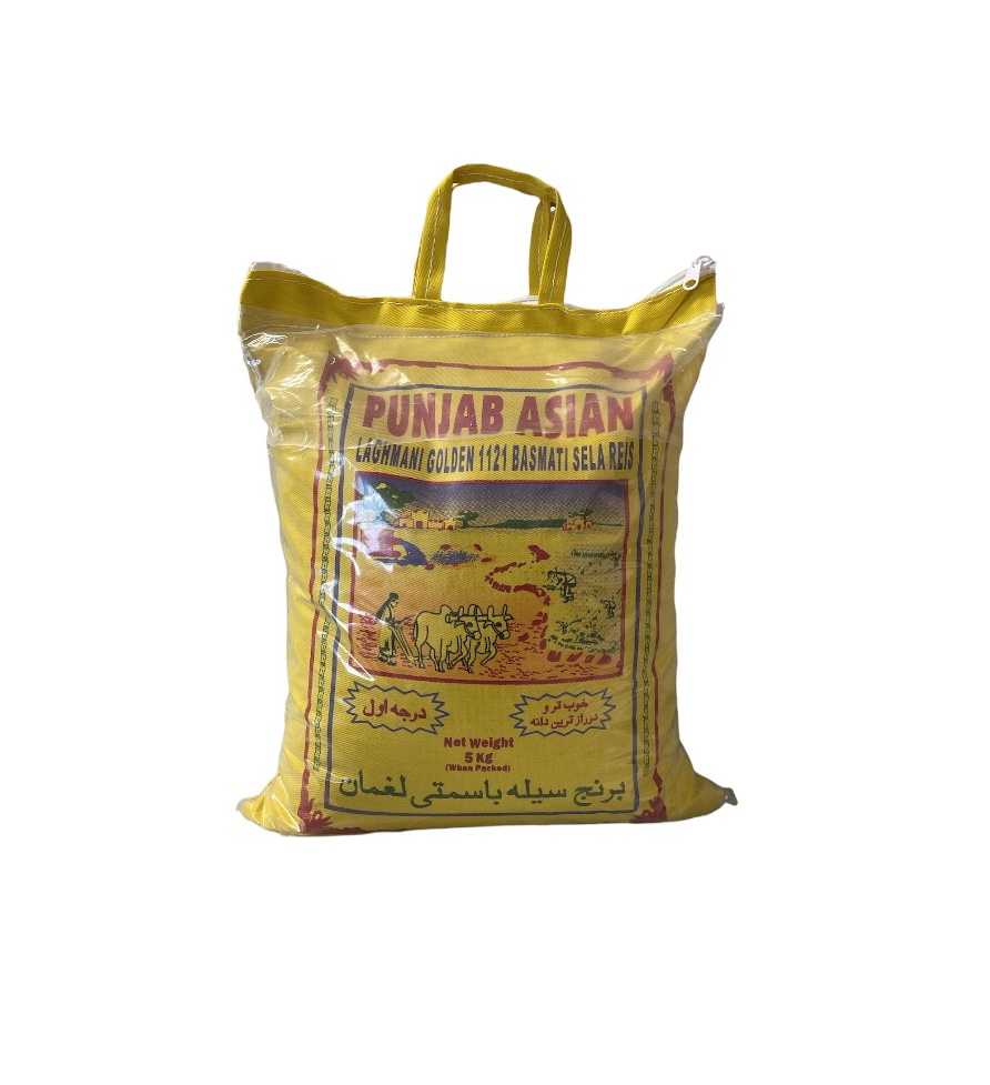 Punjab Asian Laghmani Golden 1121 Basmati Sela Rice 5Kg