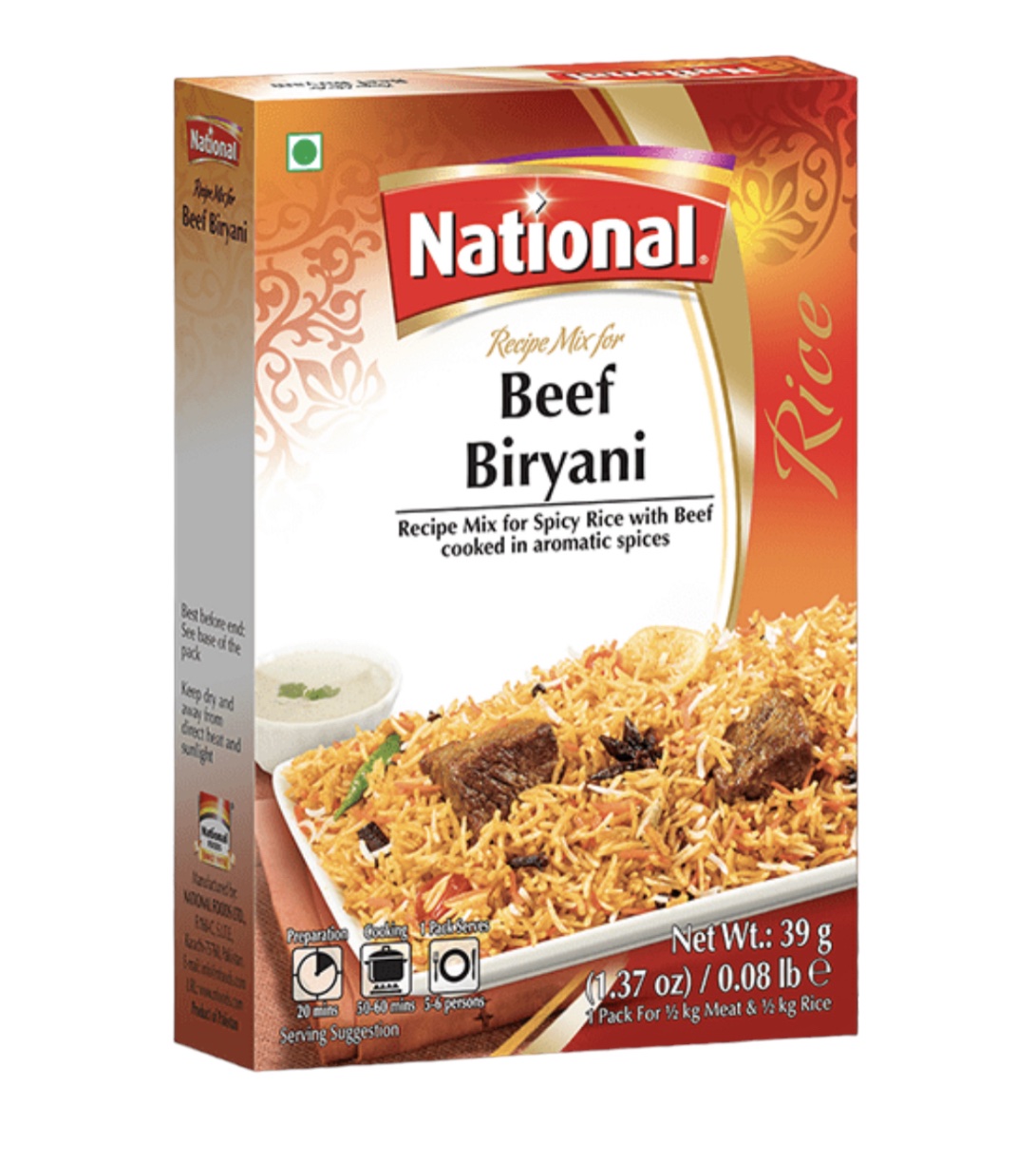 National Foods Beef Biryani Recipe Mix 1.37 oz (39g)X2=78g