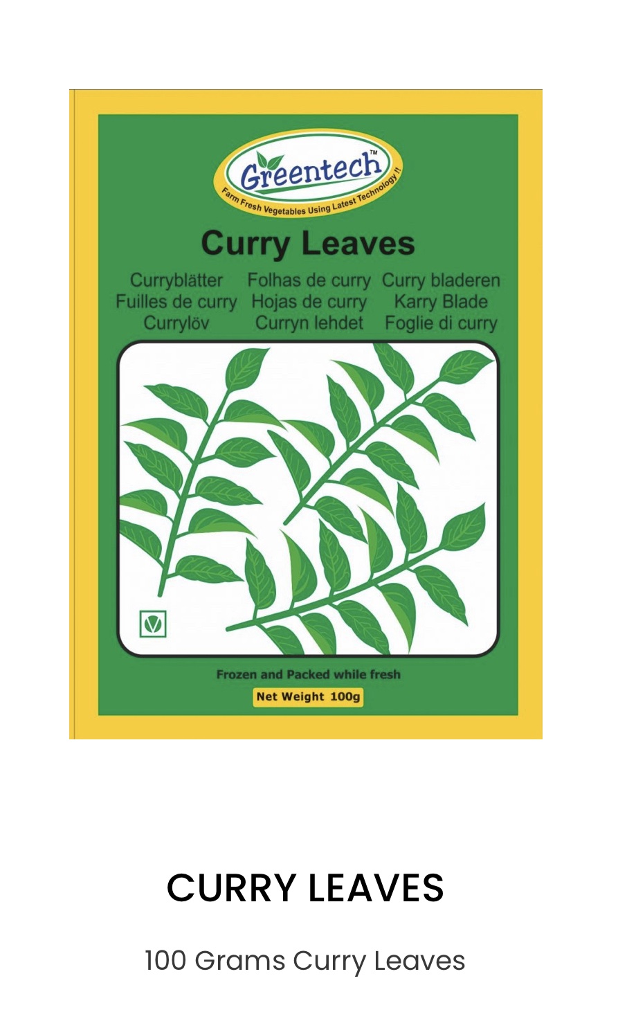 Greentech 100 Grams Curry Leaves(frozen)
