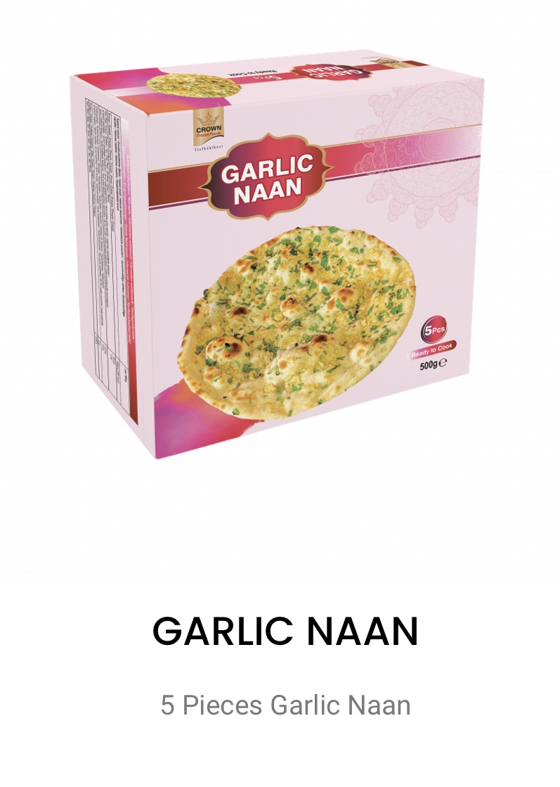 Crown 5pcs Pieces Garlic Naan 500g