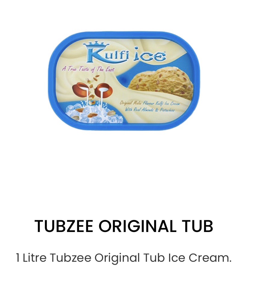 Tubzee Original Tub Ice Cream 1 Litre