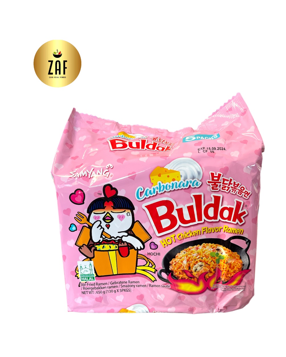 SAMYANG Instant Nudeln Hot Chicken Carbonara  (Buldak pink Noodle) 5X130g