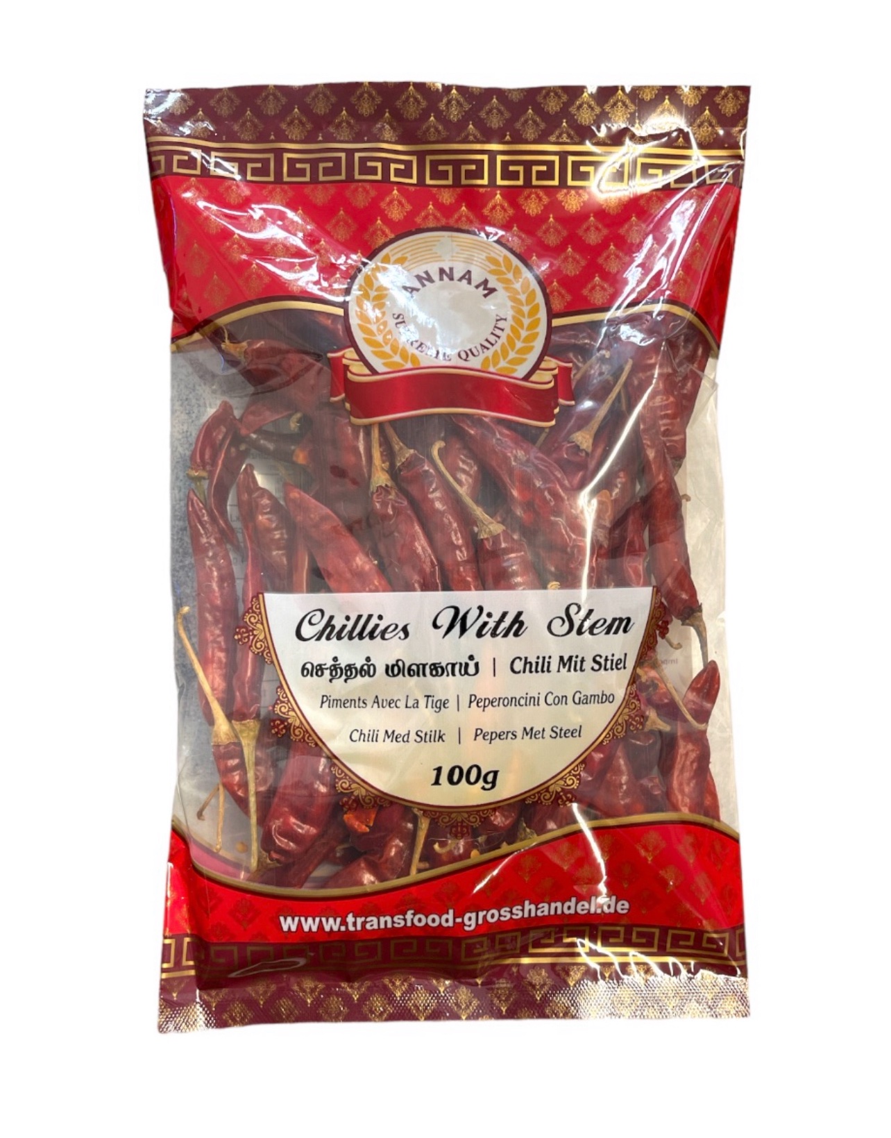 Annam Red Chillies With Stem 100g