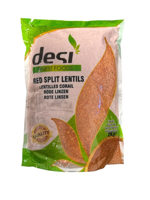 Desi Finest Foods - Red Split Lentils 2Kg