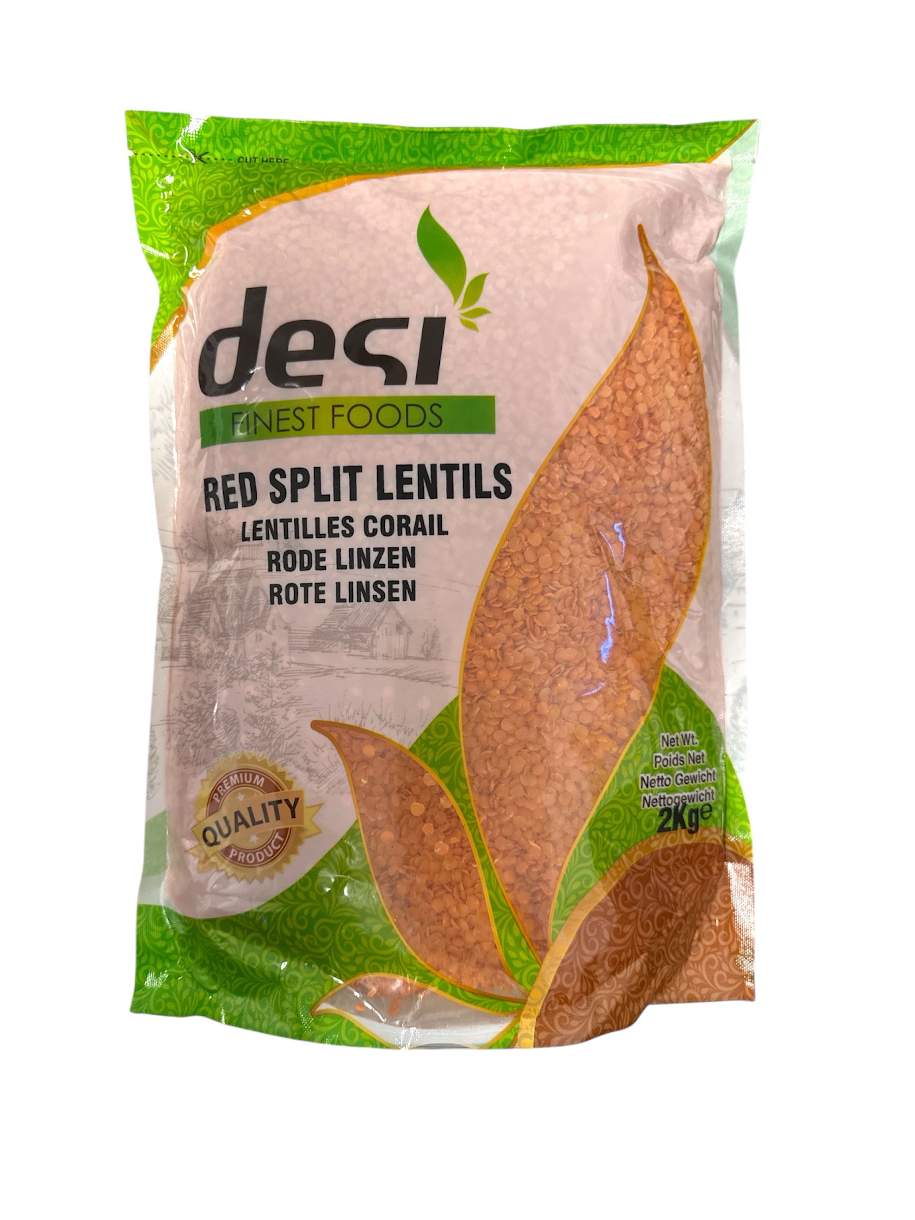 Desi Finest Foods – Red Split Lentils 2Kg